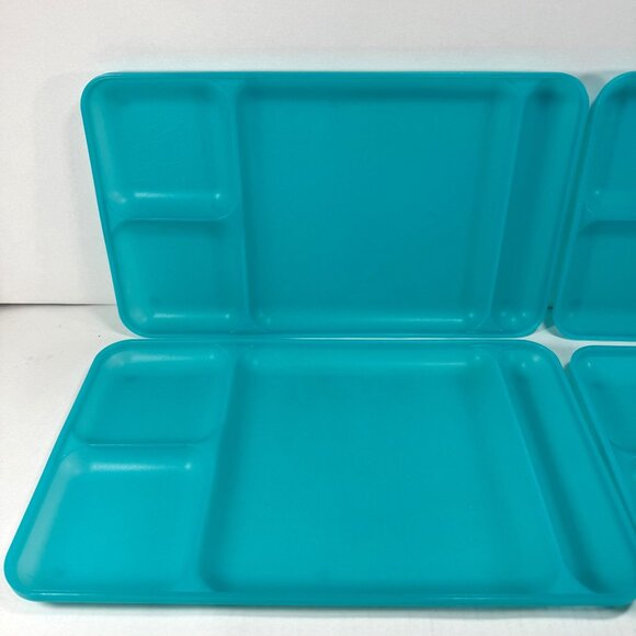 4 Tupperware Divided Dining Trays Lunch Camping Outdoor Plates - Picture 2 of 7